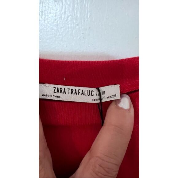 Zara Trafaluc Red Zipper Ruffle Embellished Sweater Sweatshirt SZ S NEW - Picture 4 of 9